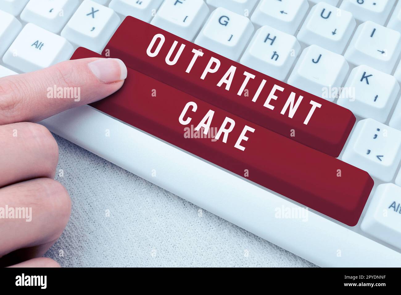 Handwriting text Outpatient Care. Business idea the final result of something or how the way things end up Stock Photo