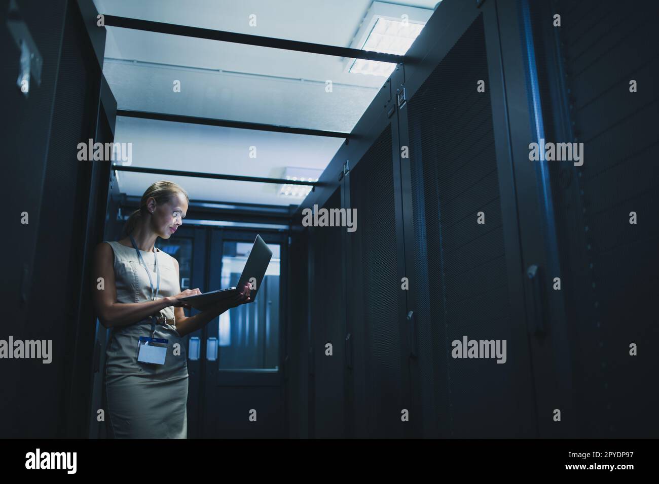 Server racks in a modern research center (color toned image Stock Photo ...