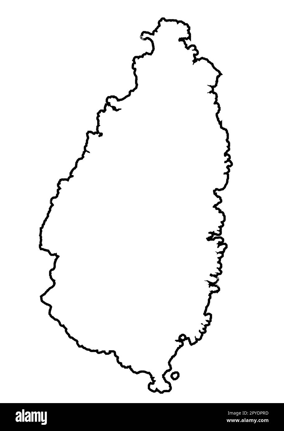 Outline Silhouette Map Of Saint Saint Lucia in black silhouette on a