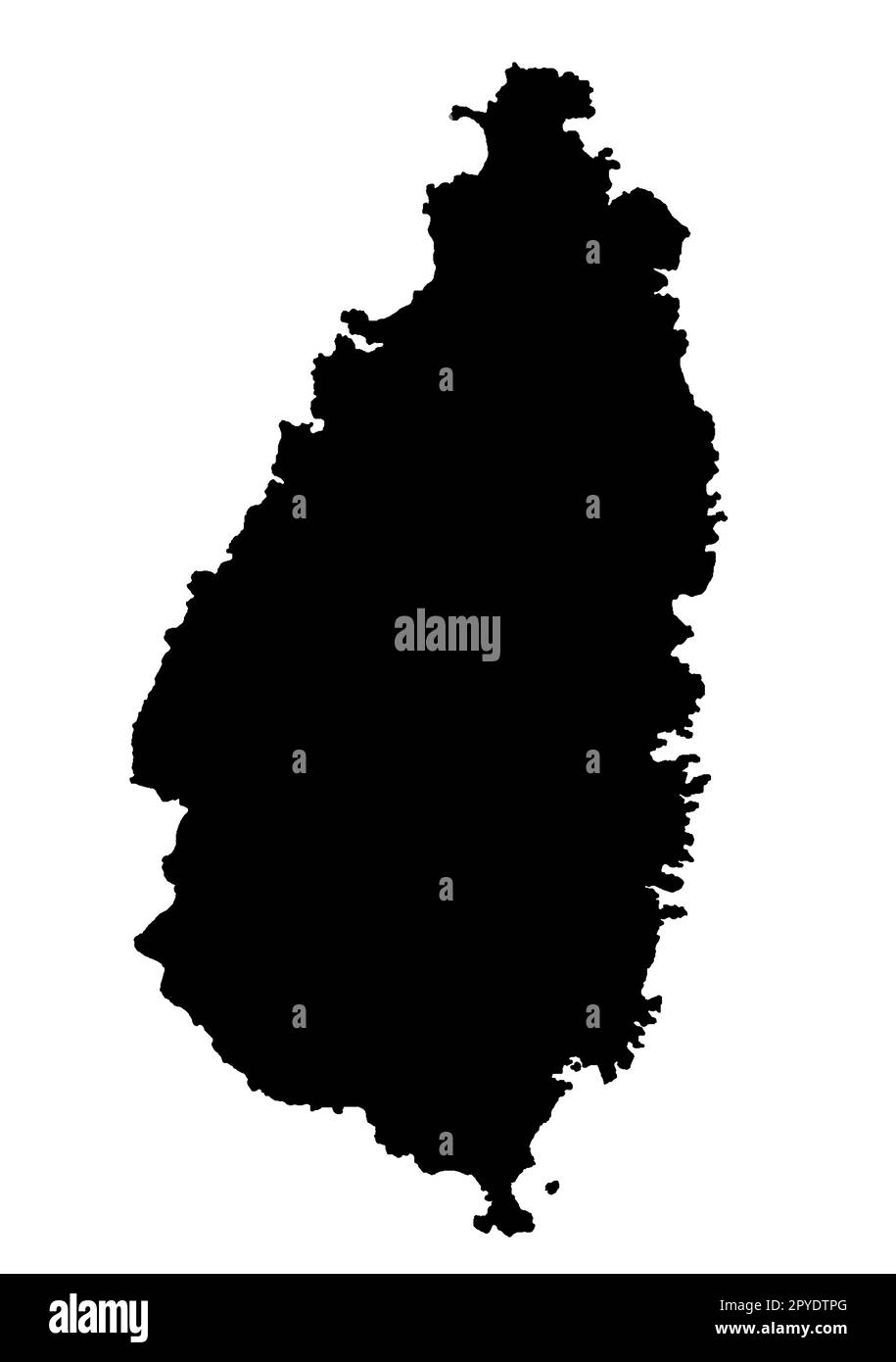 The Map Of Saint Saint Lucia in black silhouette on a white background