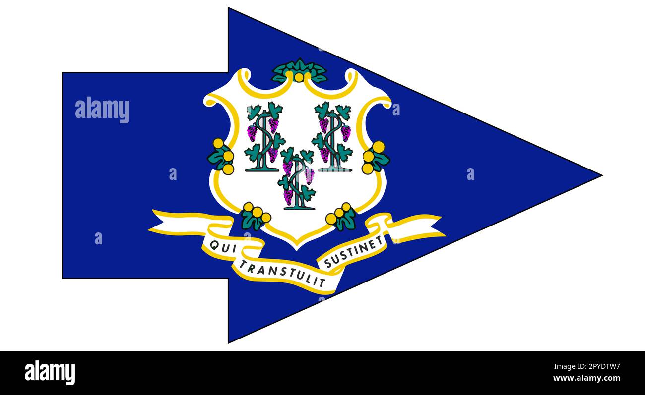 The flag of the USA state of Connecticut inset of a pointer arrow Stock ...