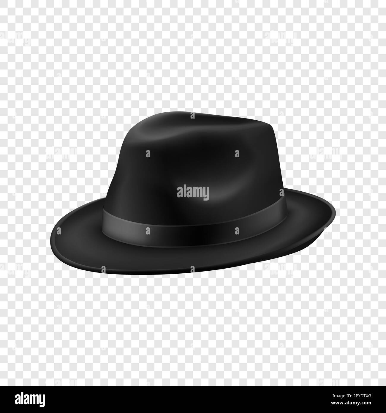 Vector 3d Realistic Black Vintage Classic Gentleman Hat, Cap Icon