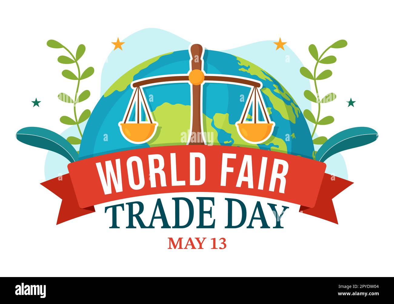 World Fair Trade Day Illustration with Scales Digitally, Climate