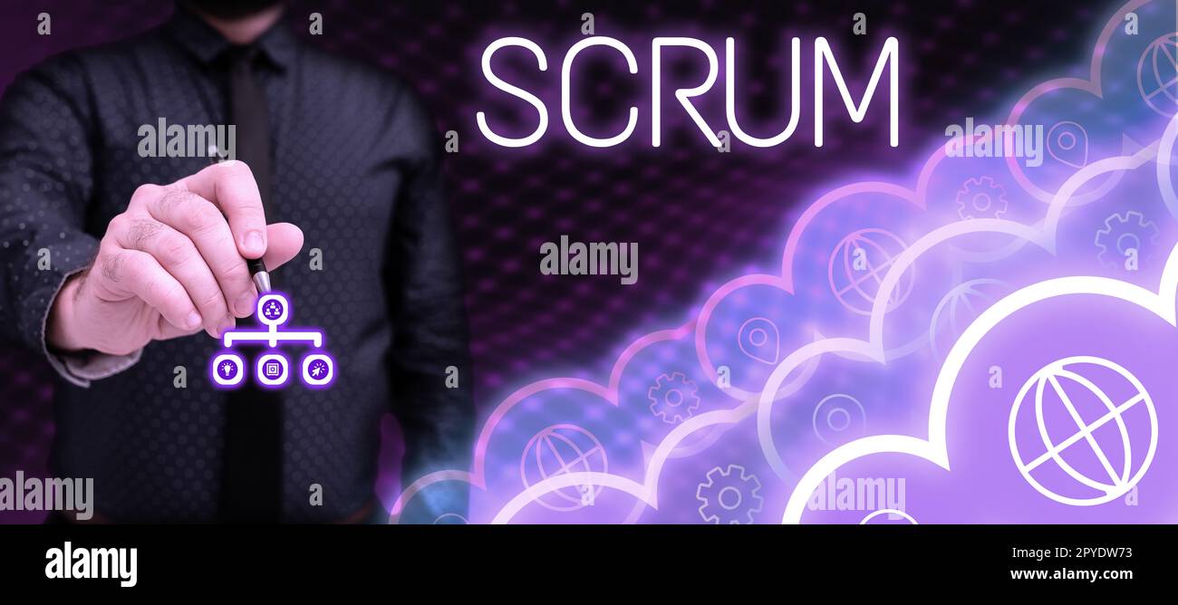 Sign Language Scrum Inspiration showing sign Scrum. Internet Concept handwriting as ...