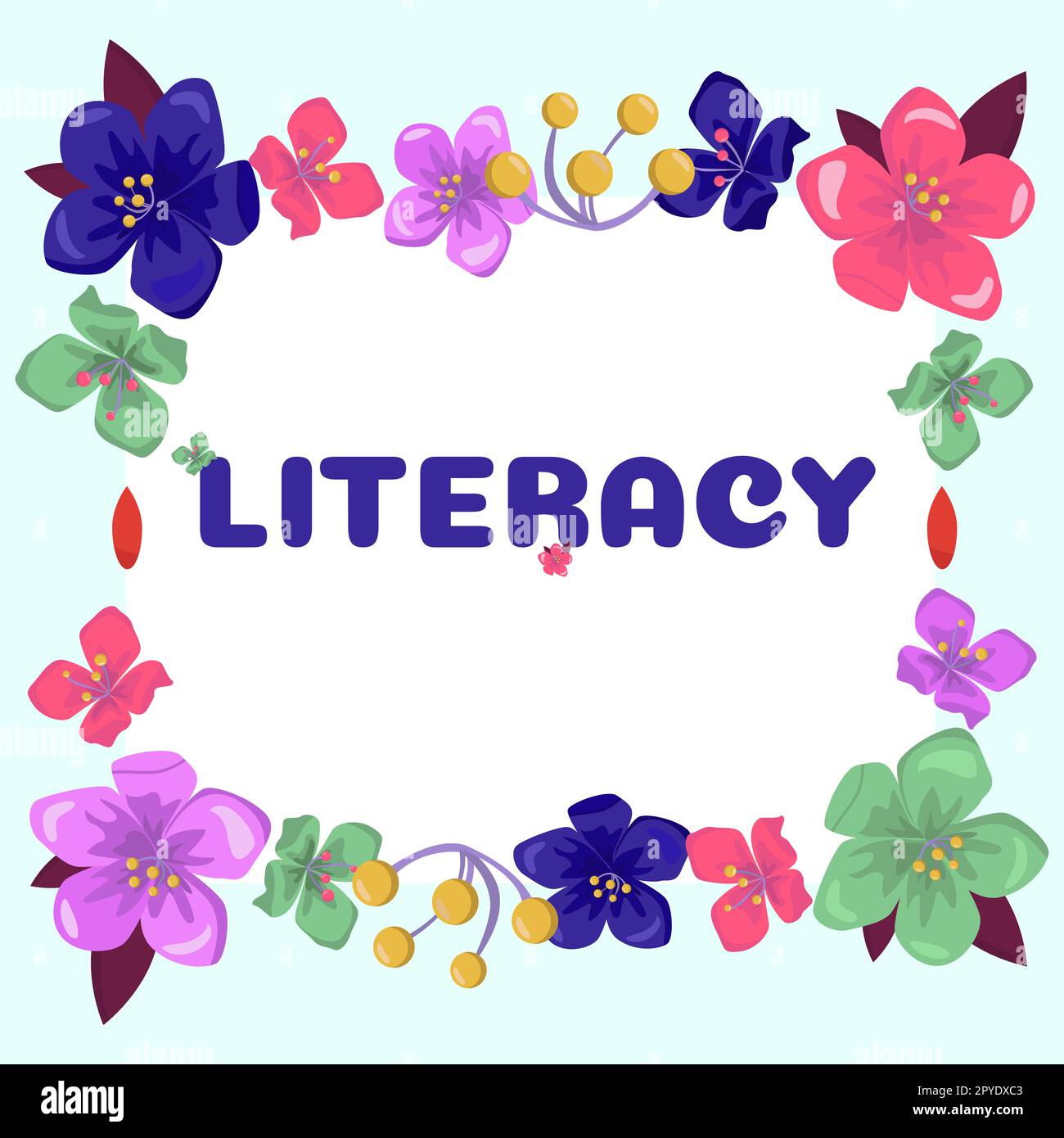 Hand writing sign literacy word for ability to read and write