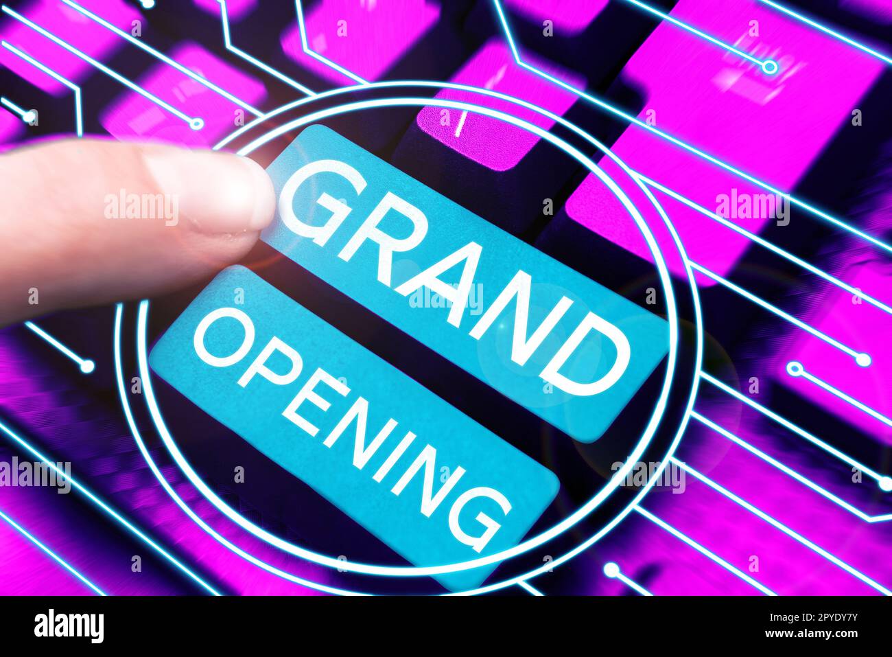 Conceptual caption Grand Opening. Word for Ribbon Cutting New Business First Official Day Launching Stock Photo