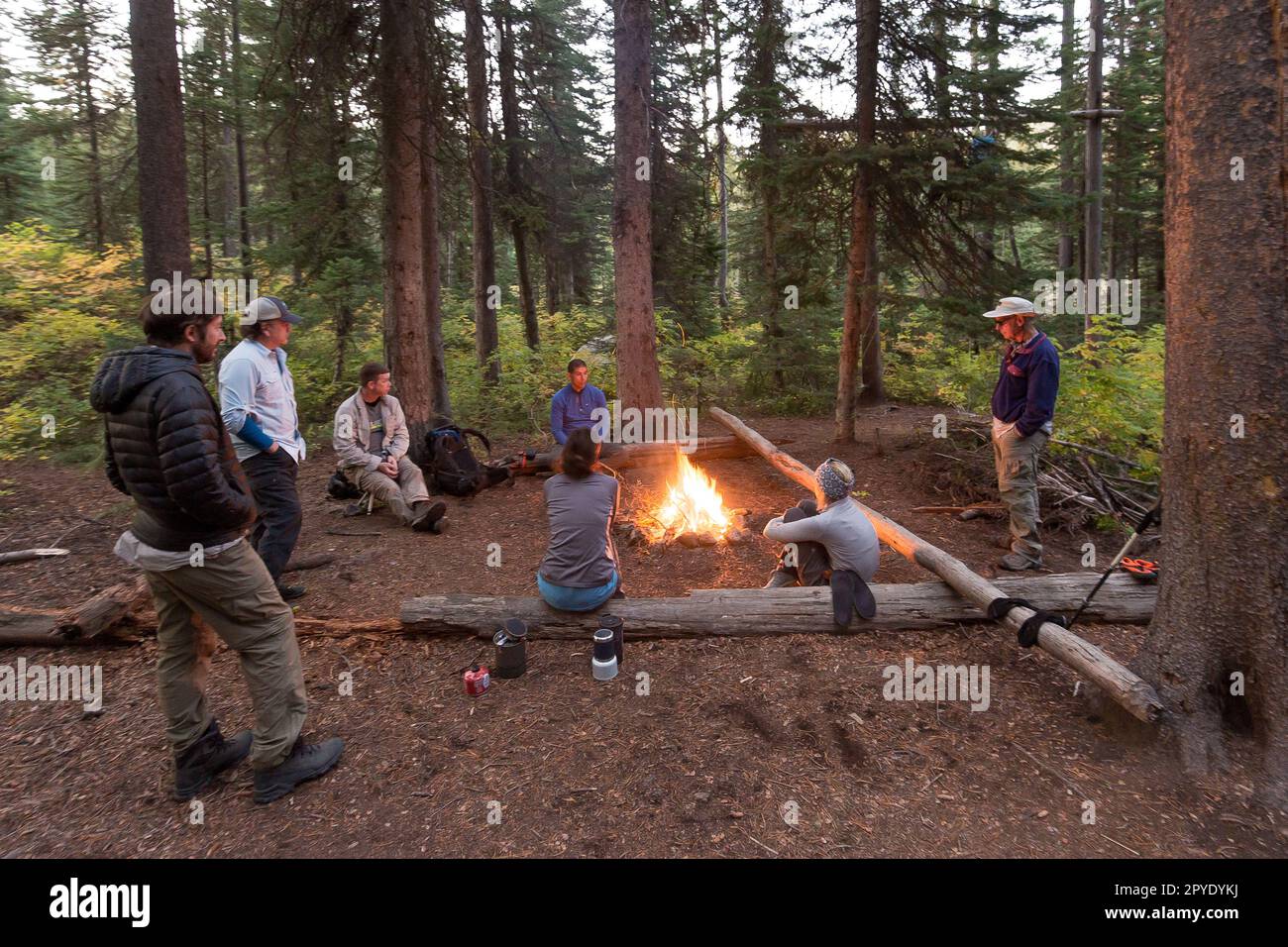 family campfire Stock Photo