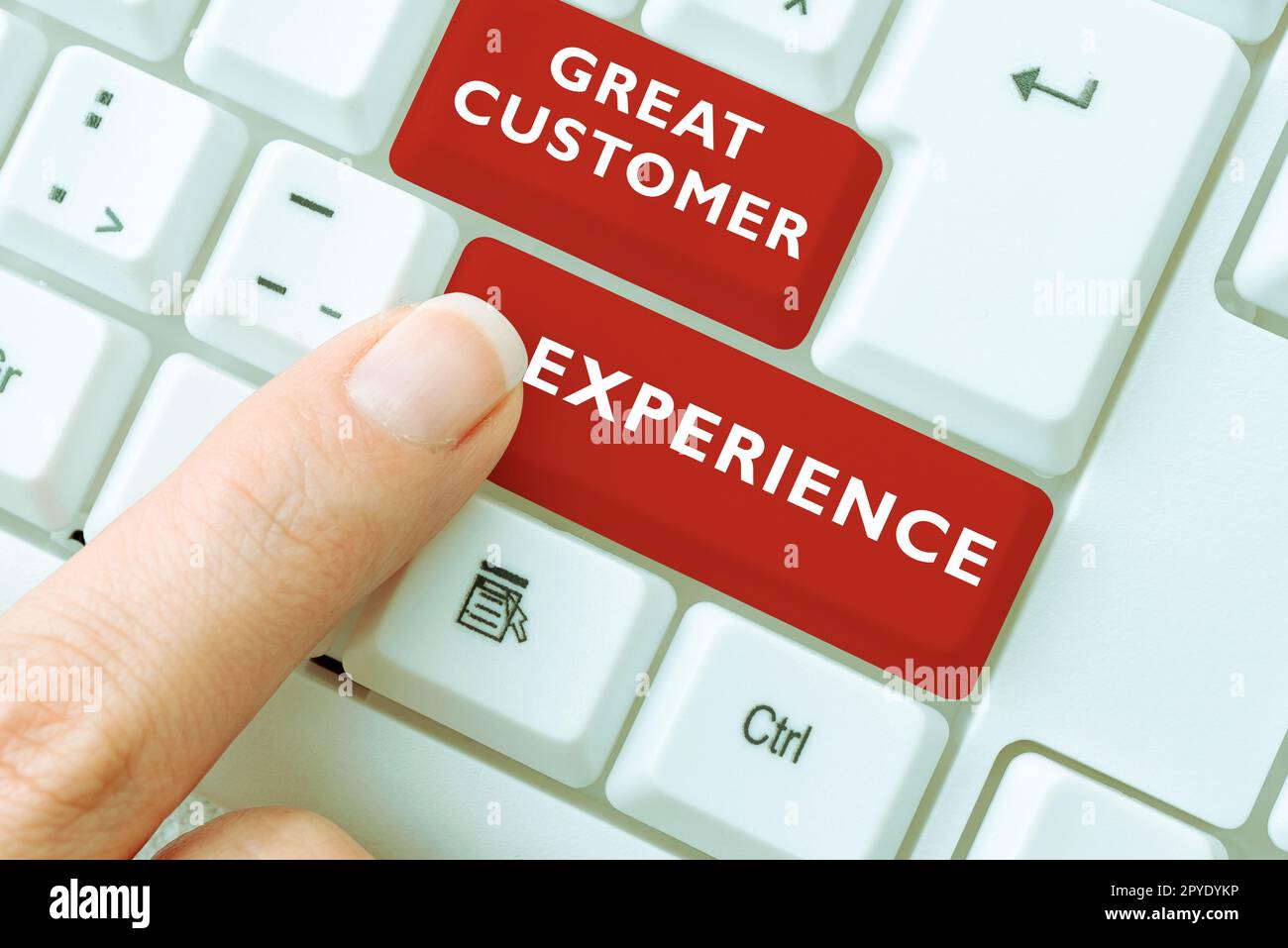 Sign displaying Great Customer Experience. Word for responding to clients with friendly helpful way Stock Photo