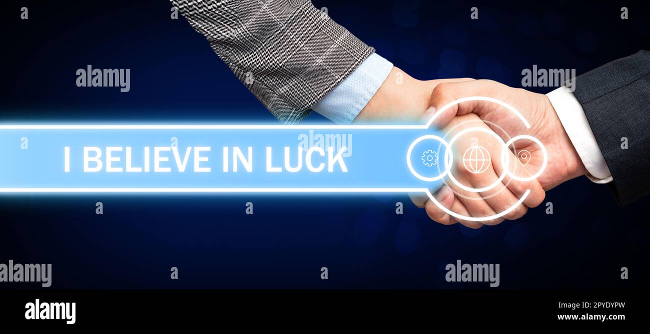 Text caption presenting I Believe In Luck. Business concept to have faith in lucky charms superstition thinking Stock Photo