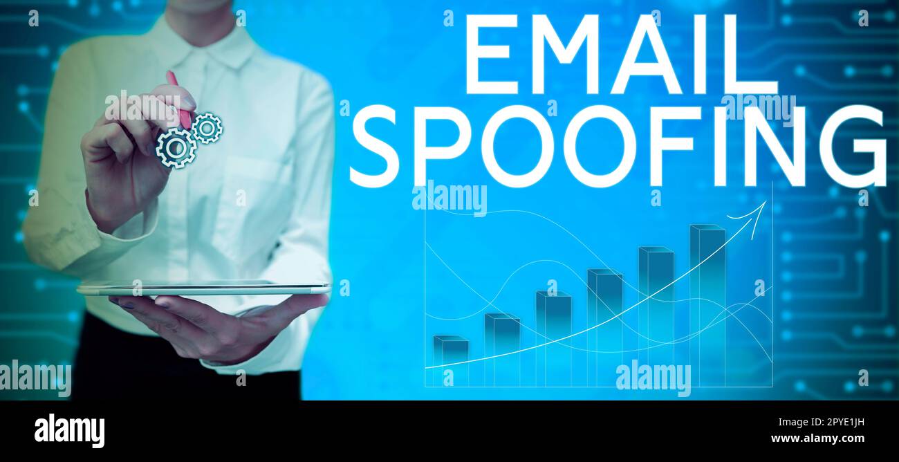 Conceptual display Email Spoofing. Conceptual photo secure the access and content of an email account or service Stock Photo