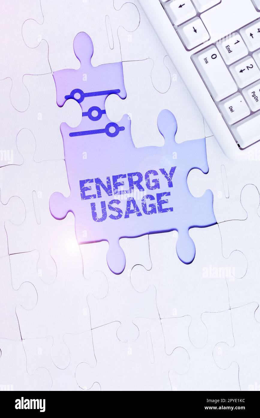 Conceptual display Energy Usage. Internet Concept Amount of energy consumed or used in a process or system Stock Photo