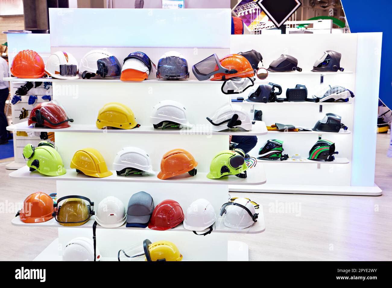 Safety helmets for builders and workers in store Stock Photo Alamy