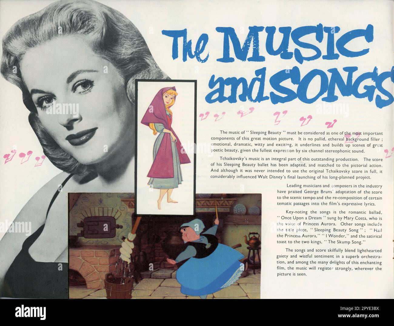 MARY COSTA as voice of Princess Aurora in WALT DISNEY'S SLEEPING BEAUTY 1959 supervising director CLYDE GERONIMI story Charles Perrault songs and score adapted from the ballet music by Tchaikovsky Walt Disney Productions Stock Photo