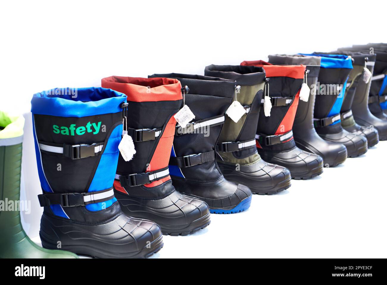 Winter boots for workers in store isolated white Stock Photo Alamy