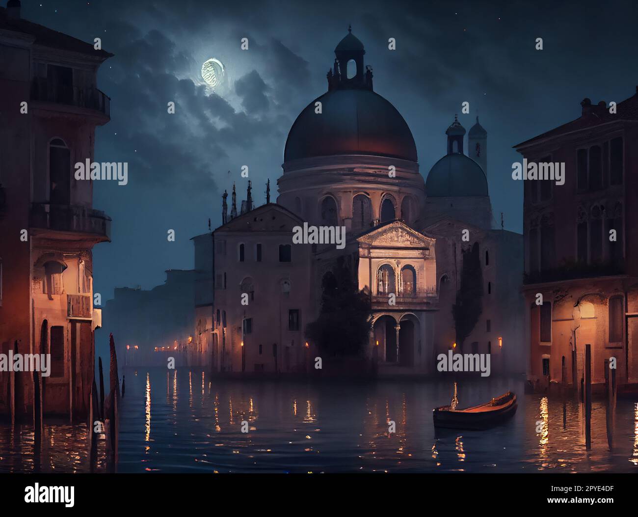 Misty night venice canal hi-res stock photography and images - Alamy
