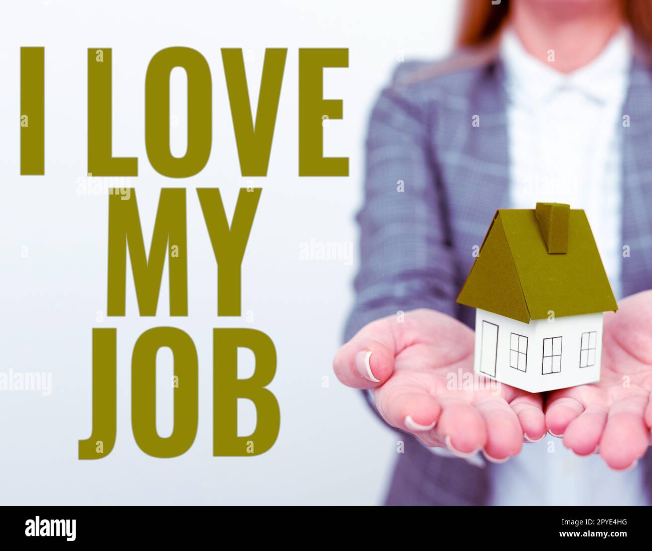 Sign displaying I Love My Job. Internet Concept telling someone that you admire your current profession Stock Photo