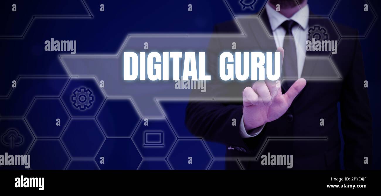 Conceptual caption Digital Guru, Business idea teacher and intellectual