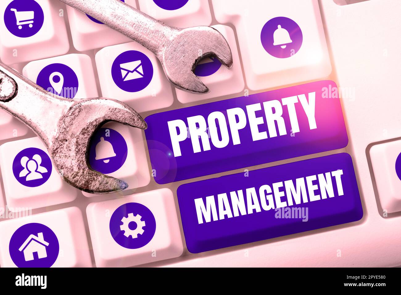 Sign displaying Property Management. Business idea Overseeing of Real ...