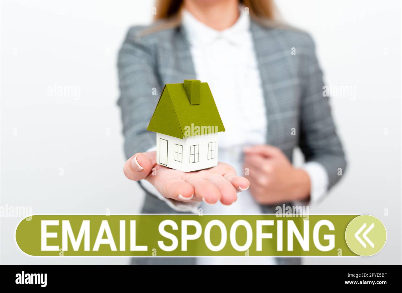Hand writing sign Email Spoofing. Word Written on secure the access and content of an email account or service Stock Photo