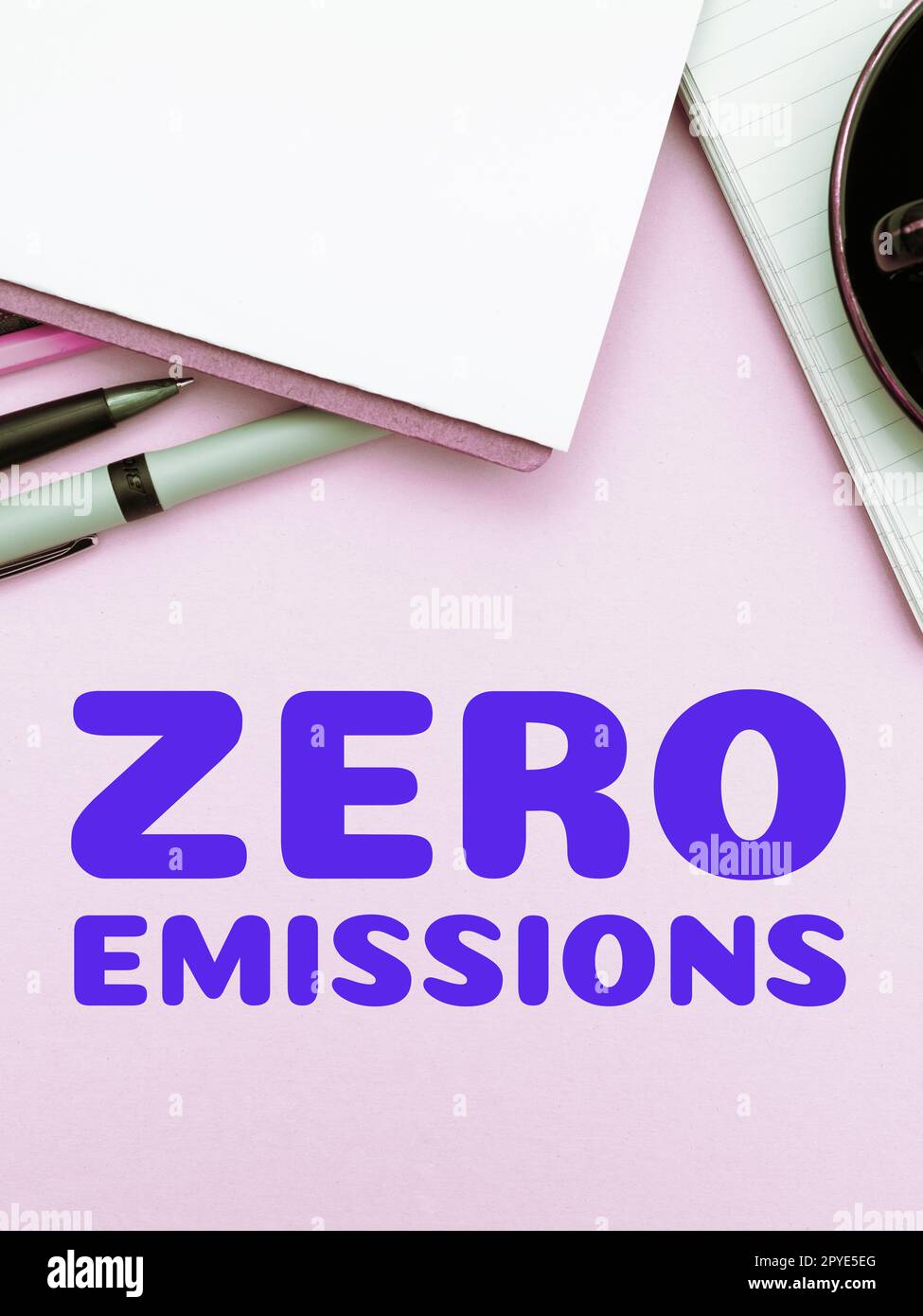 Conceptual caption Zero Emissions. Word for emits no waste products that pollute the environment Stock Photo