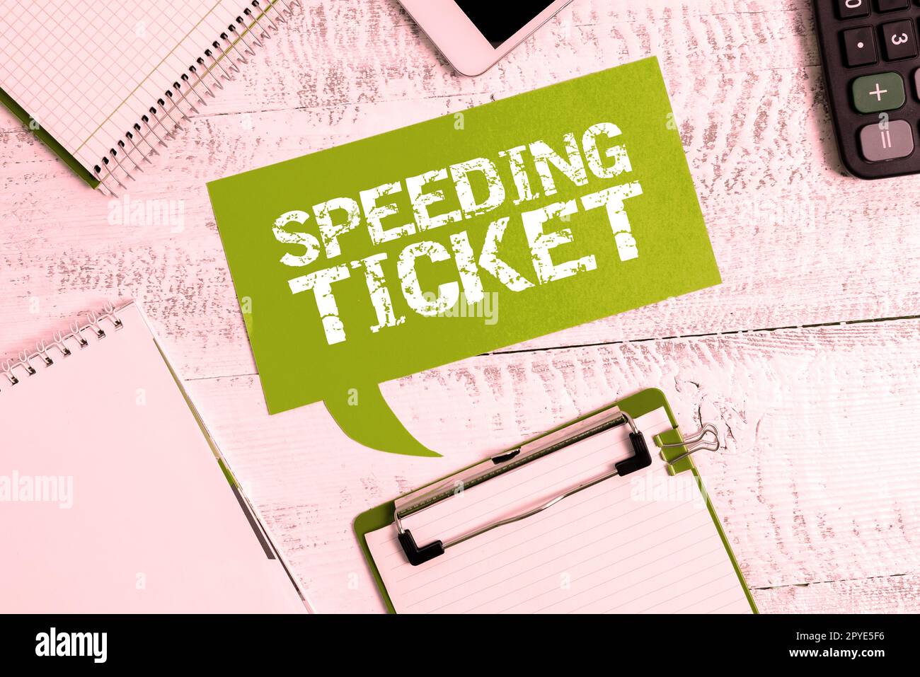 Hand writing sign Speeding Ticket. Business showcase psychological test for the maximum speed of performing a task Stock Photo