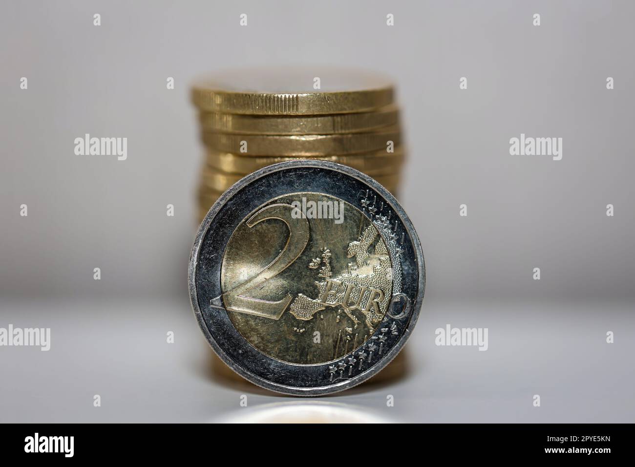 Two euro coins, closeup of a coin with the value of 2 euros Stock Photo Alamy