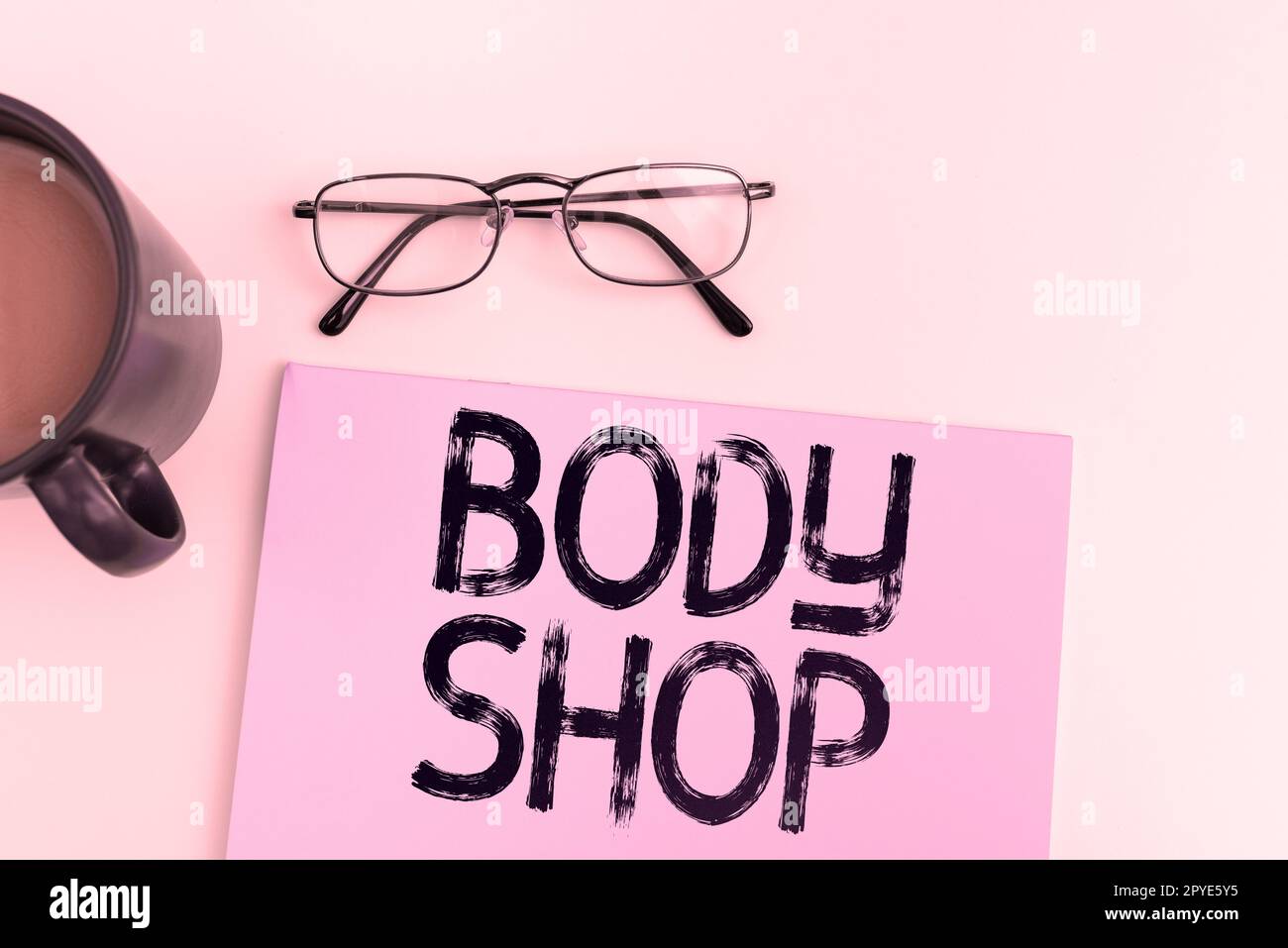 Writing displaying text Body Shop. Word Written on a shop where automotive bodies are made or repaired Stock Photo