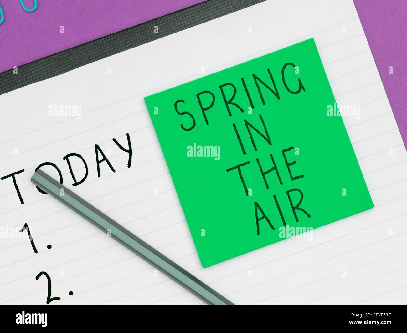 Handwriting text Spring In The Air. Business idea natural feeling beautiful season flowers everywhere Stock Photo