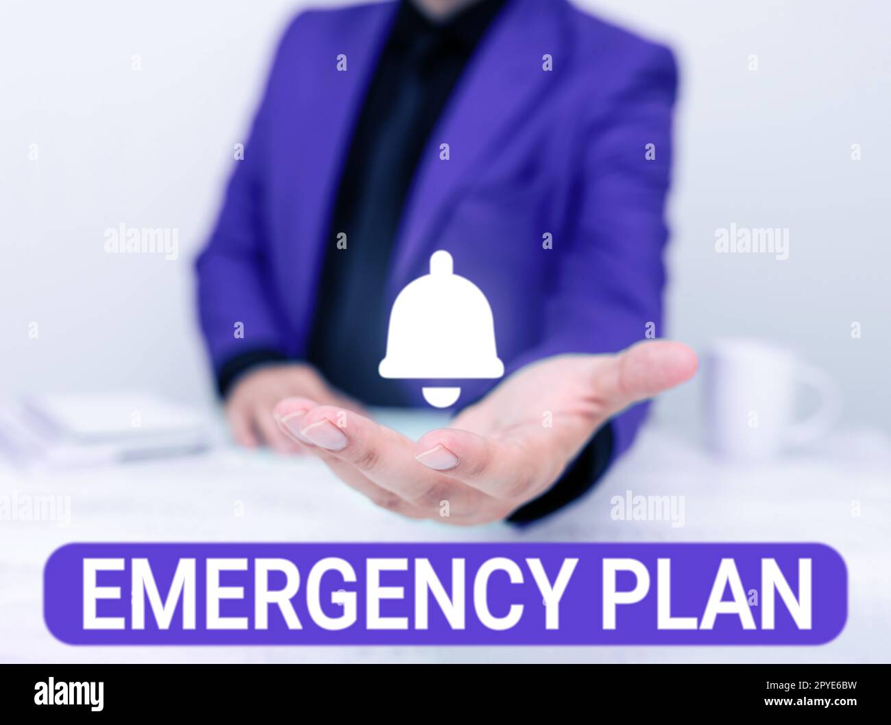 Sign displaying Emergency Plan. Internet Concept Procedures for response to major emergencies Be prepared Stock Photo