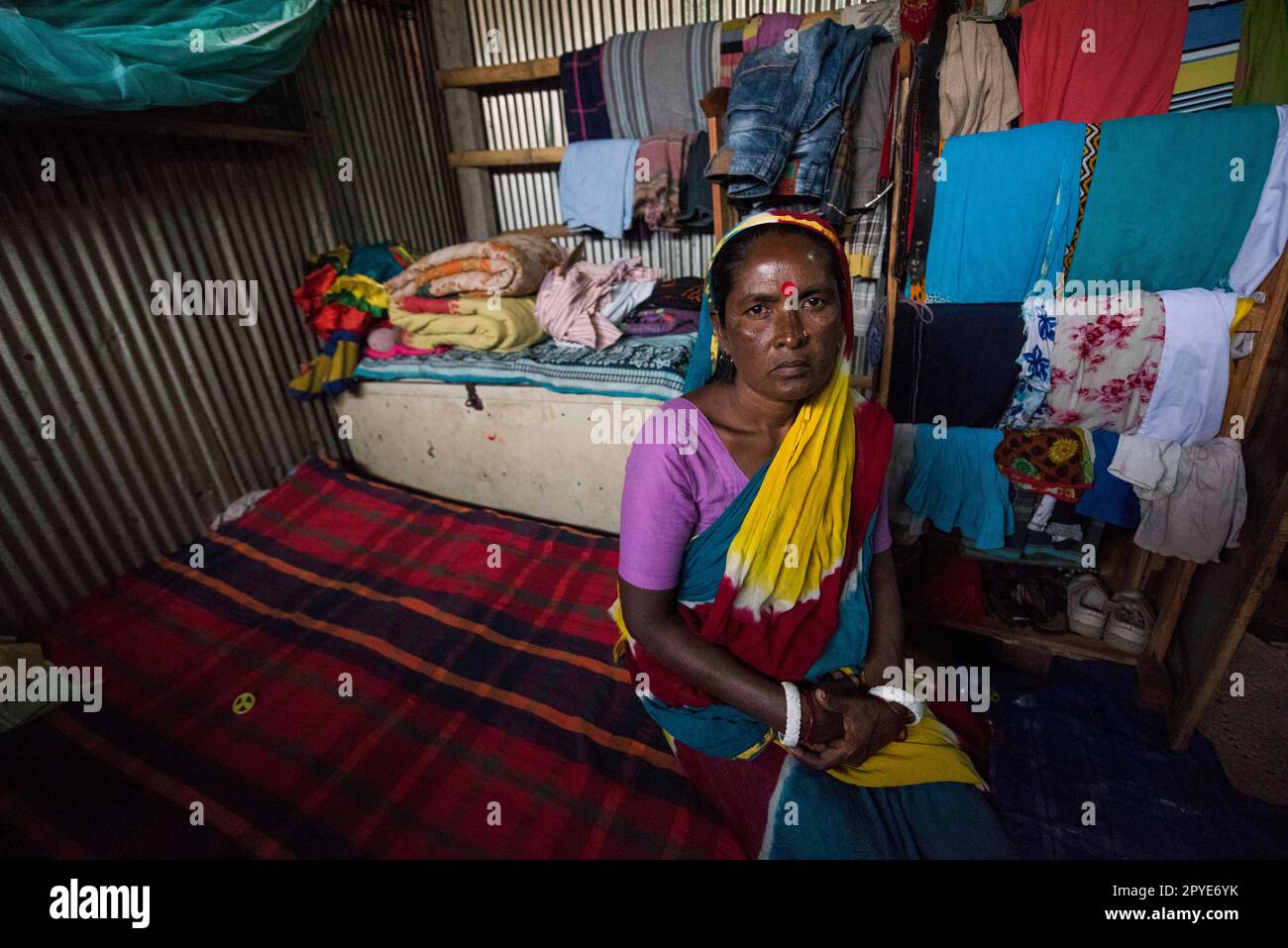 Bangladesh, Khulna, Sonadanga. A women in her home in Sonadanga. March 18, 2017. Editorial use only. Stock Photo