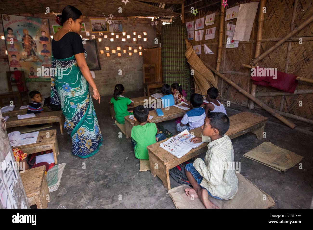 Bangladesh, Khulna, Sonadanga. Children from the Dalit caste attend school in Bangladesh. March 19, 2017. Editorial use only. Stock Photo