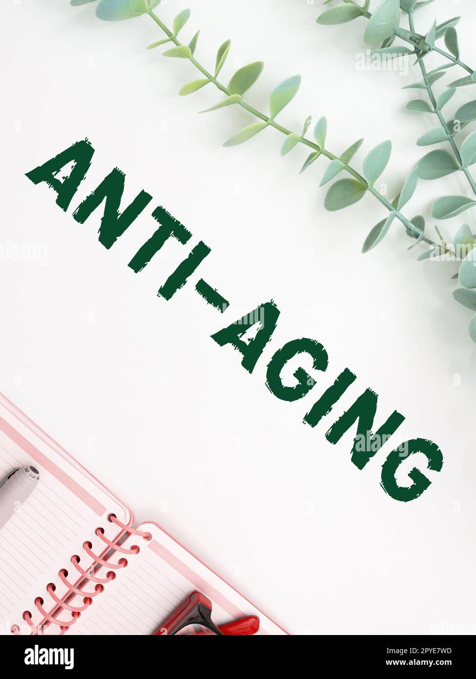 Handwriting text Anti Aging. Business concept A product designed to prevent the appearance of getting older Stock Photo
