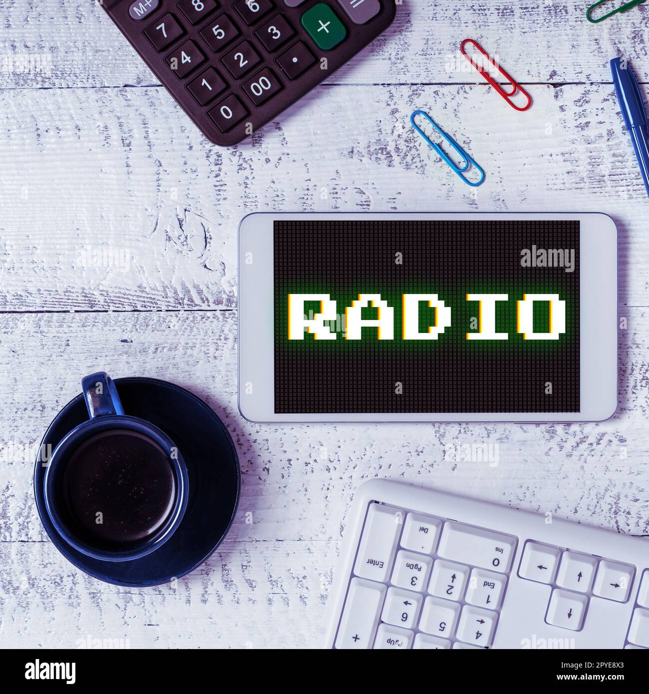 Text sign showing Radio. Word Written on transmission reception