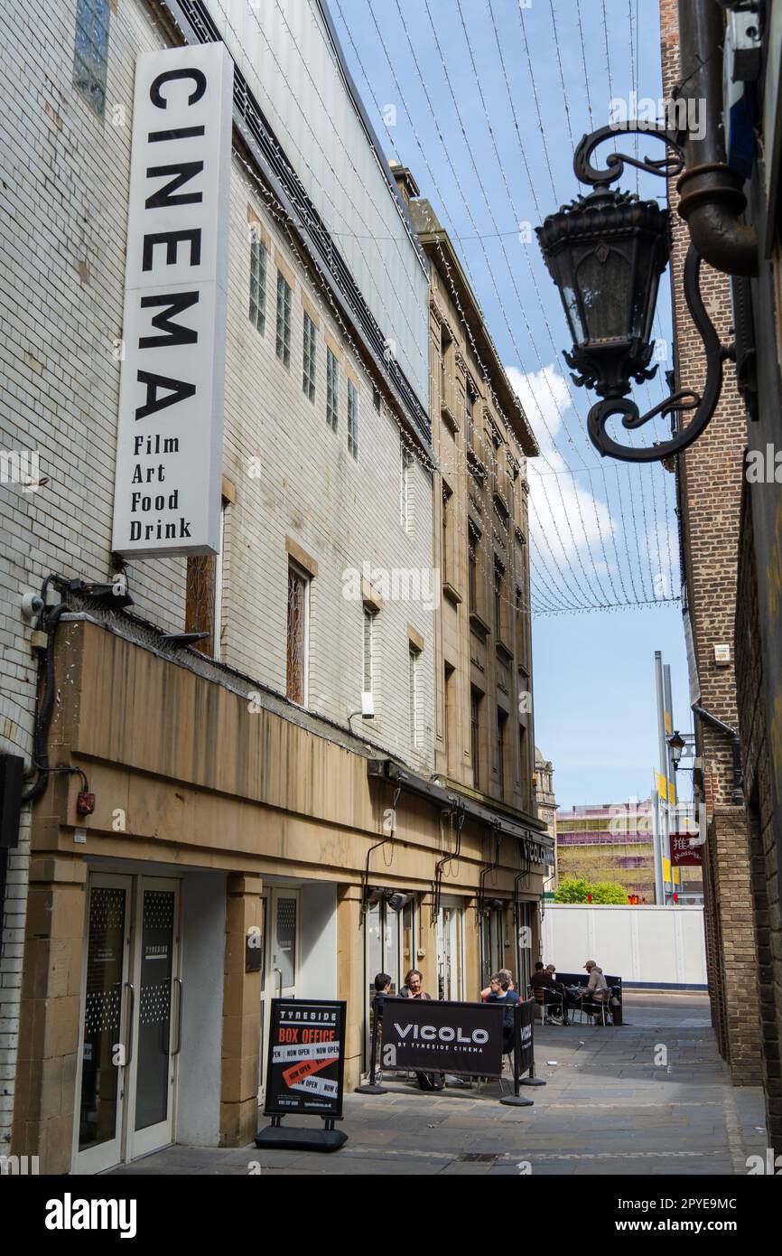 A view of the sign at Tyneside Cinema an independent movie theater in