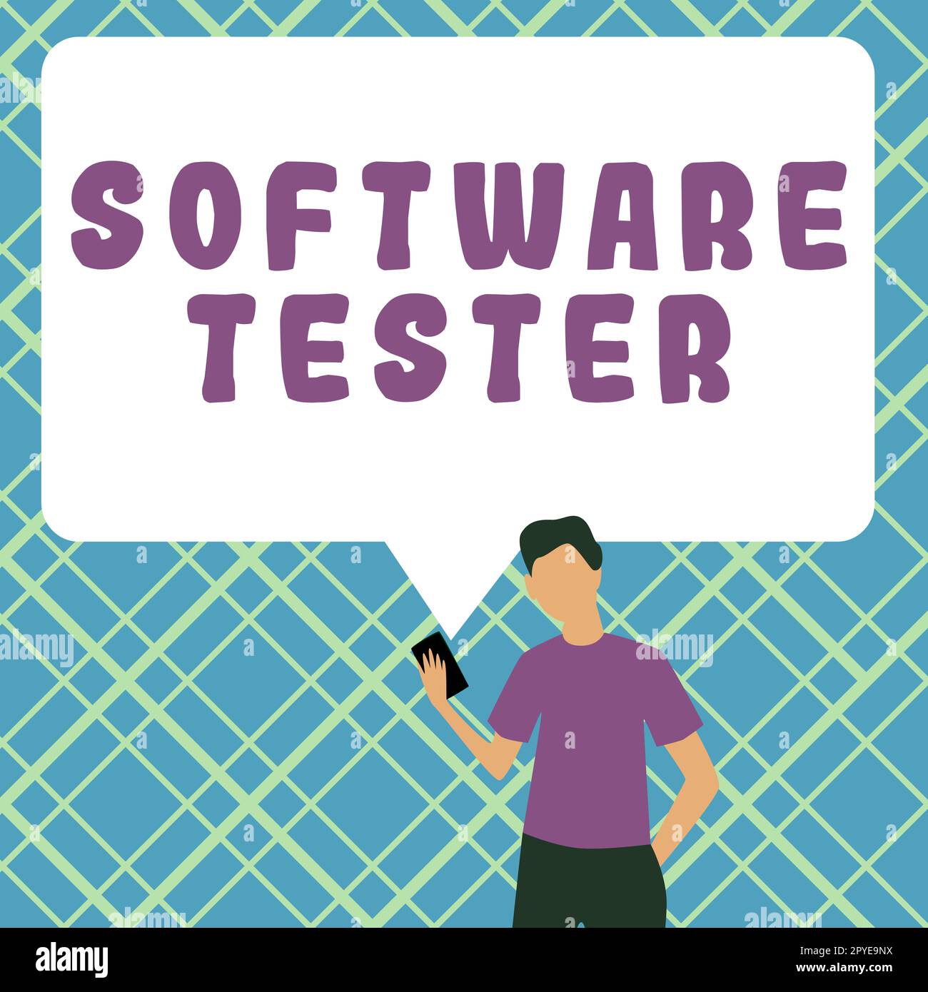 Writing displaying text Software Tester. Concept meaning implemented to protect software against malicious attack Stock Photo