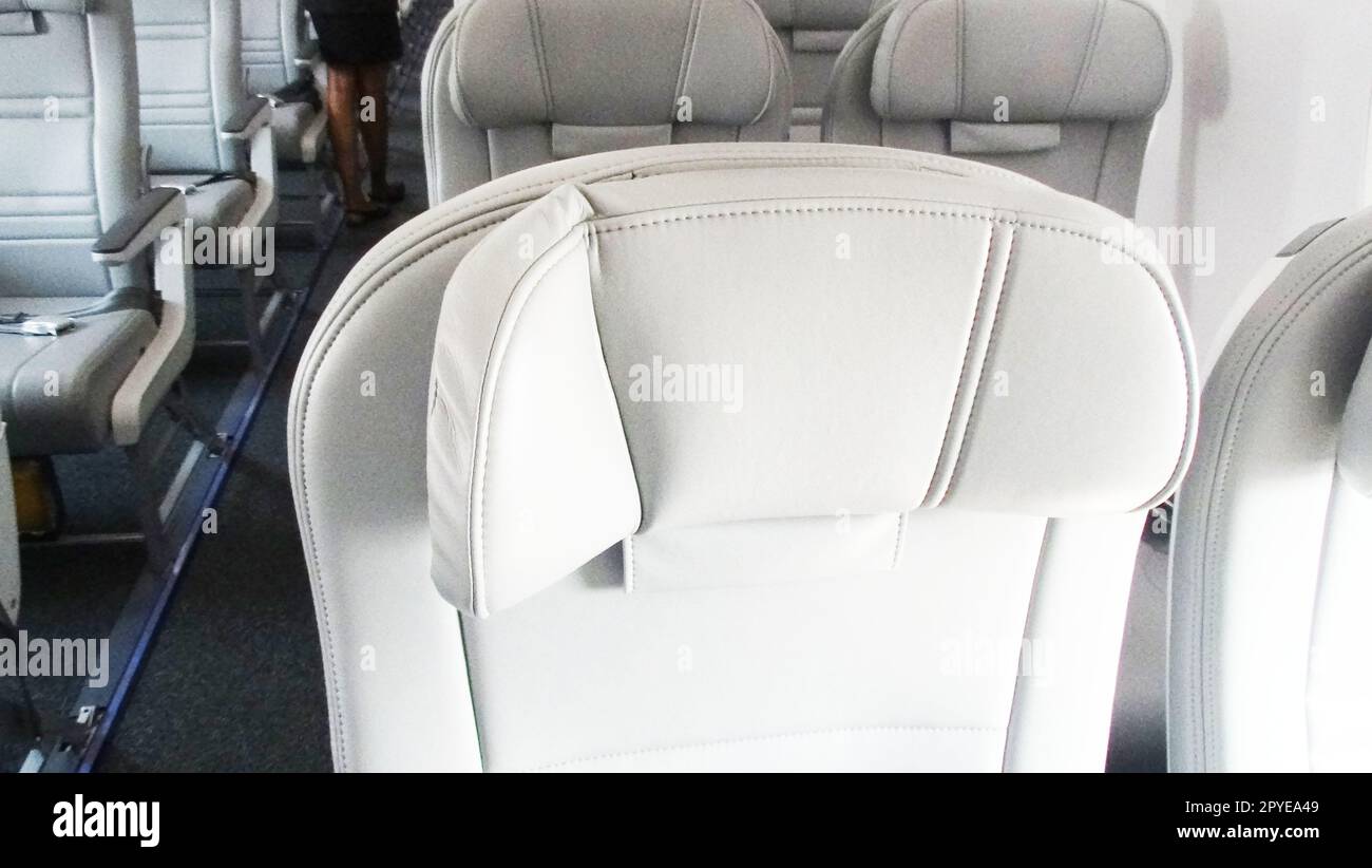 Embraer E-195E2 premium Economy seats was displayed at Wings India airshow. On 24th March, 2022 at Hyderabad. Stock Photo