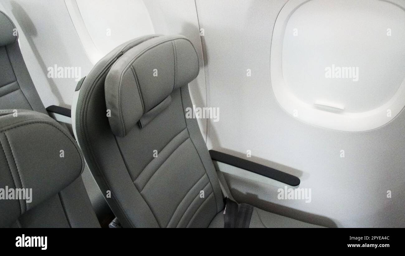 Embraer E-195E2 premium Economy seats was displayed at Wings India airshow. On 24th March, 2022 at Hyderabad. Stock Photo