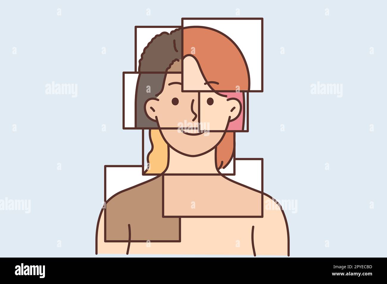 Portrait of collective woman image of different race, nationality and age. Concept of multiethnic beauty standard. Vector illustration. Stock Photo