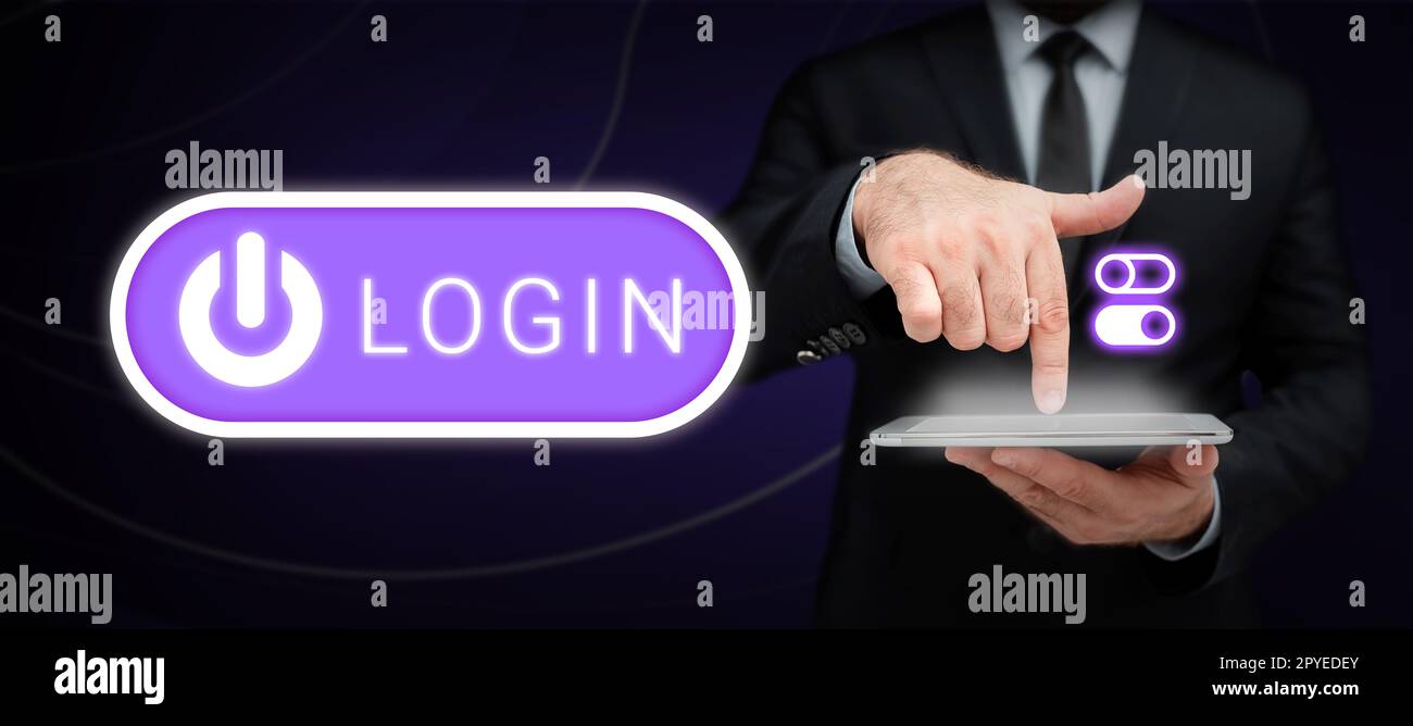 Handwriting text Login. Word for Entering website Blog using username and password Registration Stock Photo