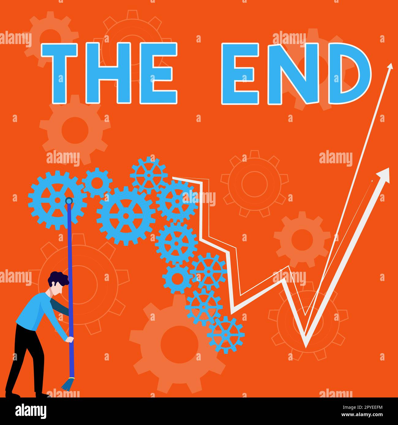 Text caption presenting The End. Business concept Final part of play