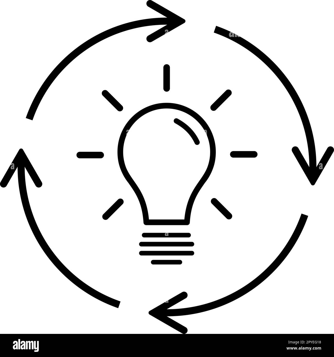 Light bulb idea generation icon as a new startup concept Stock Vector