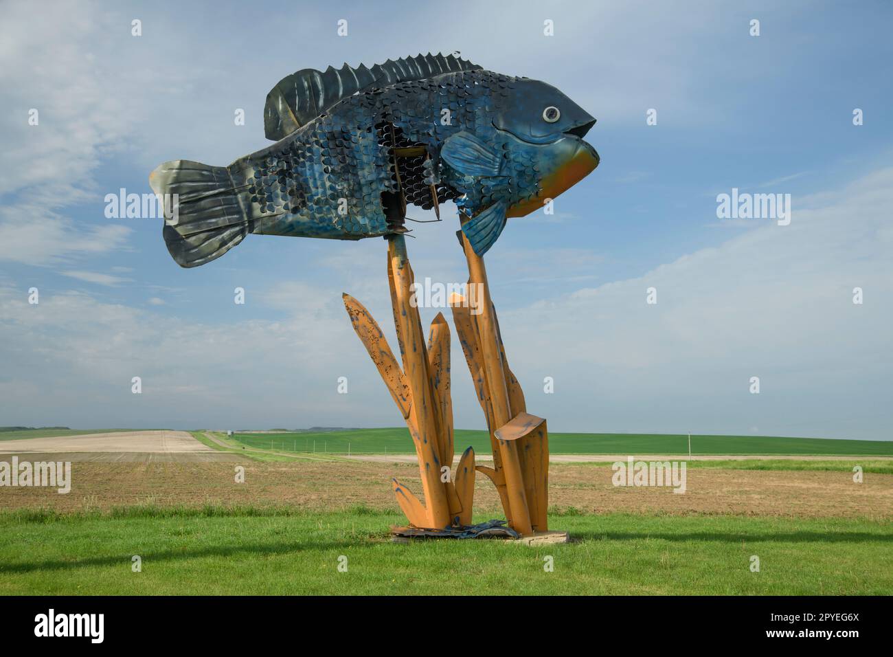 USA; Great Plains; North Dakota; Regent, Enchanted Highway Stock Photo