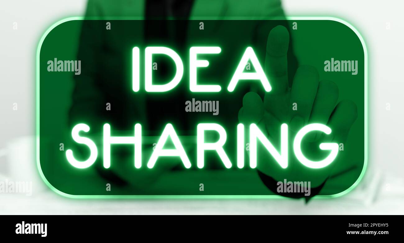 Text caption presenting Idea Sharing. Business concept Startup launch innovation product, creative thinking Stock Photo
