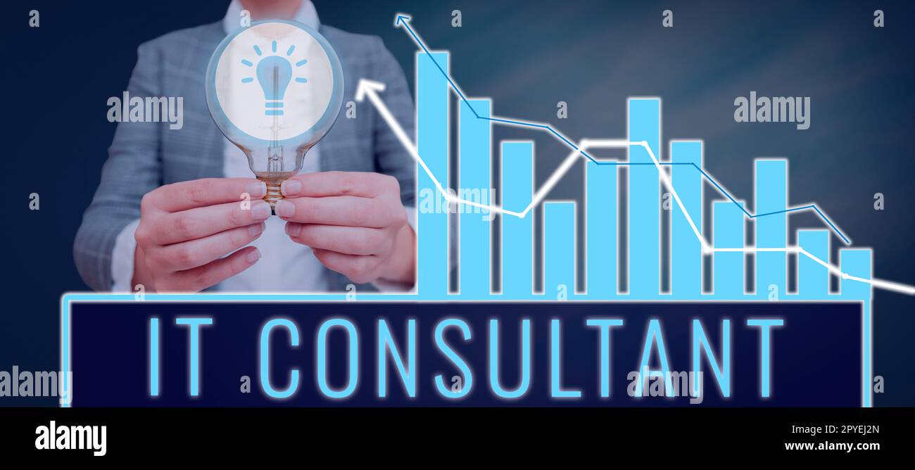 Conceptual caption It Consultant. Word for Focuses on advising organizations how to manage their IT services Stock Photo