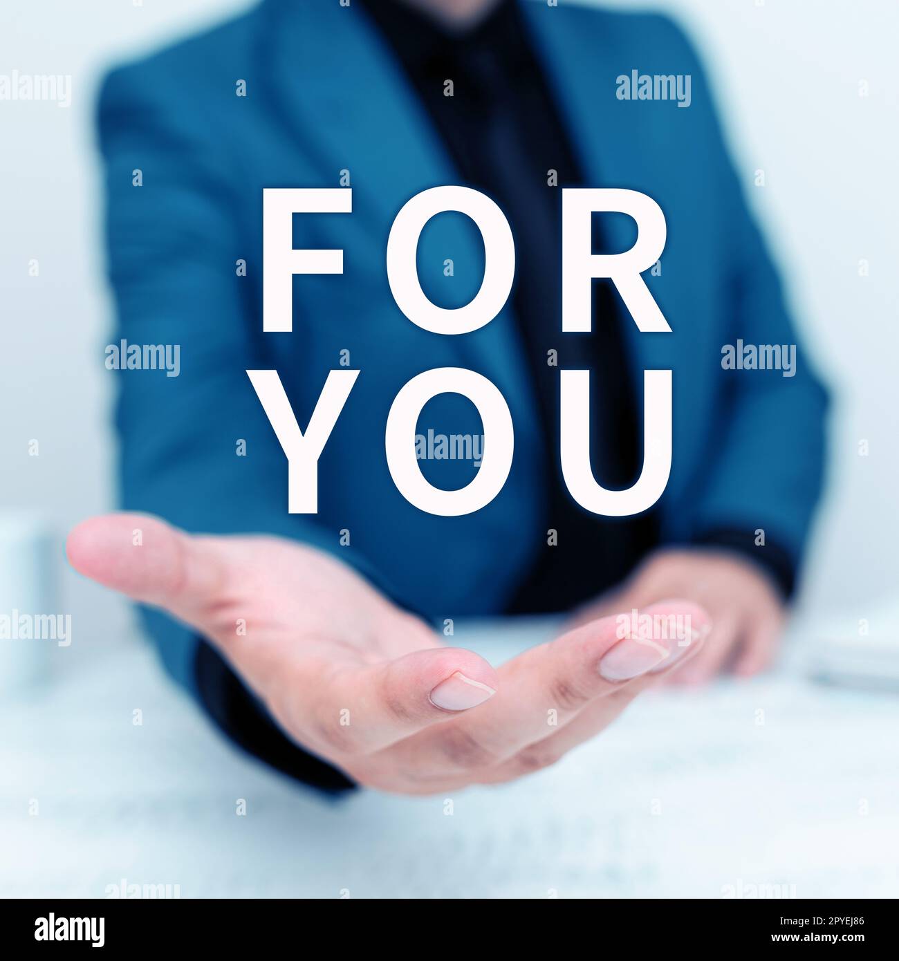 Conceptual caption For You. Business concept Gift specially made special deliver Card greeting Thankfulness Stock Photo