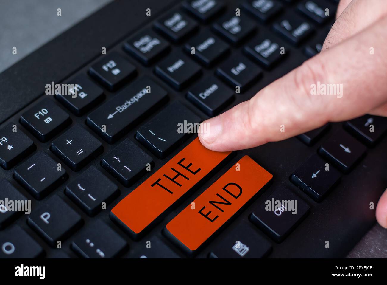 Sign displaying The End. Business overview Final part of play relationship event movie act Finish Conclusion Stock Photo