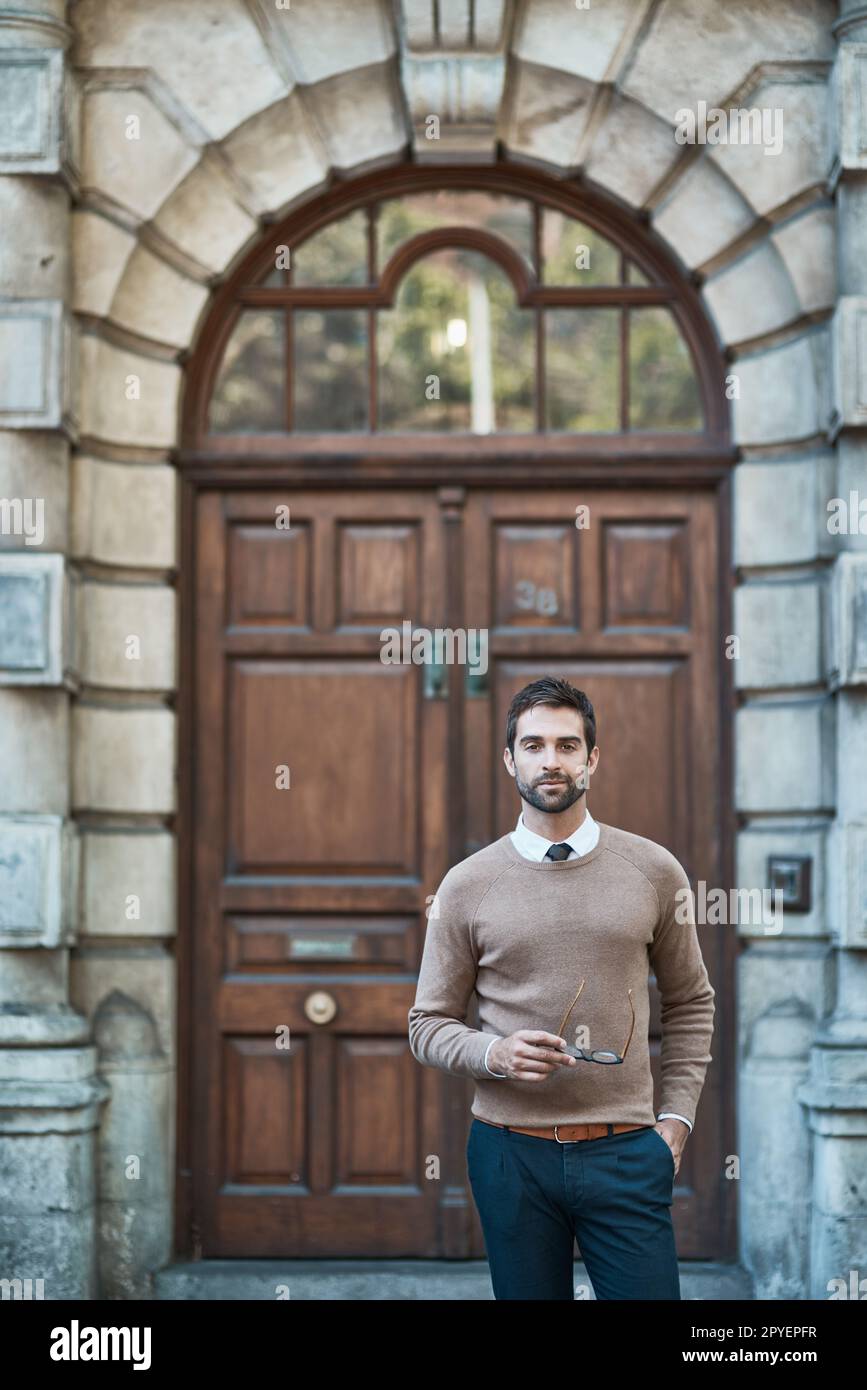 My work lets me get out of the office. Cropped portrait of a handsome businessman about town. Stock Photo