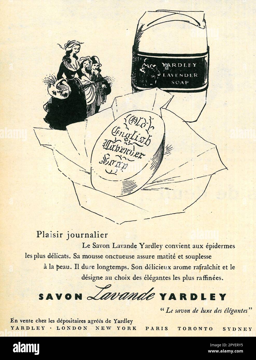 Yardley English Lavande Savon Soap French print ad, 1951 Stock Photo ...