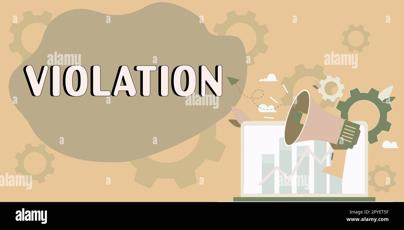 Text caption presenting Violation, Business overview an infringement of
