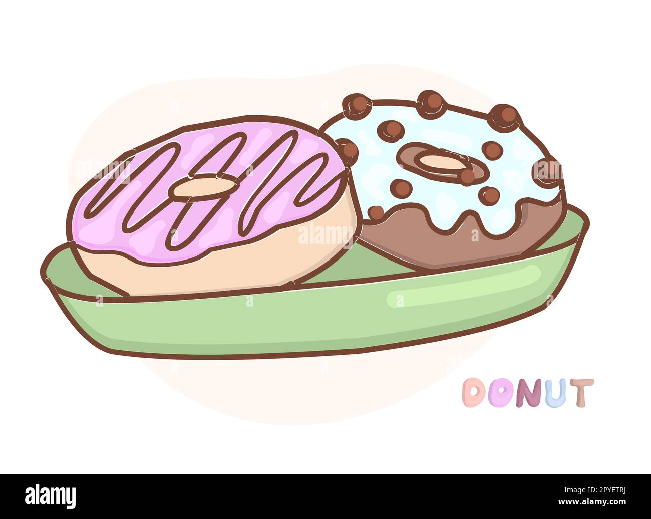 NATIONAL DONUT DAY.glazed sweet donut. Draw funny american kawaii